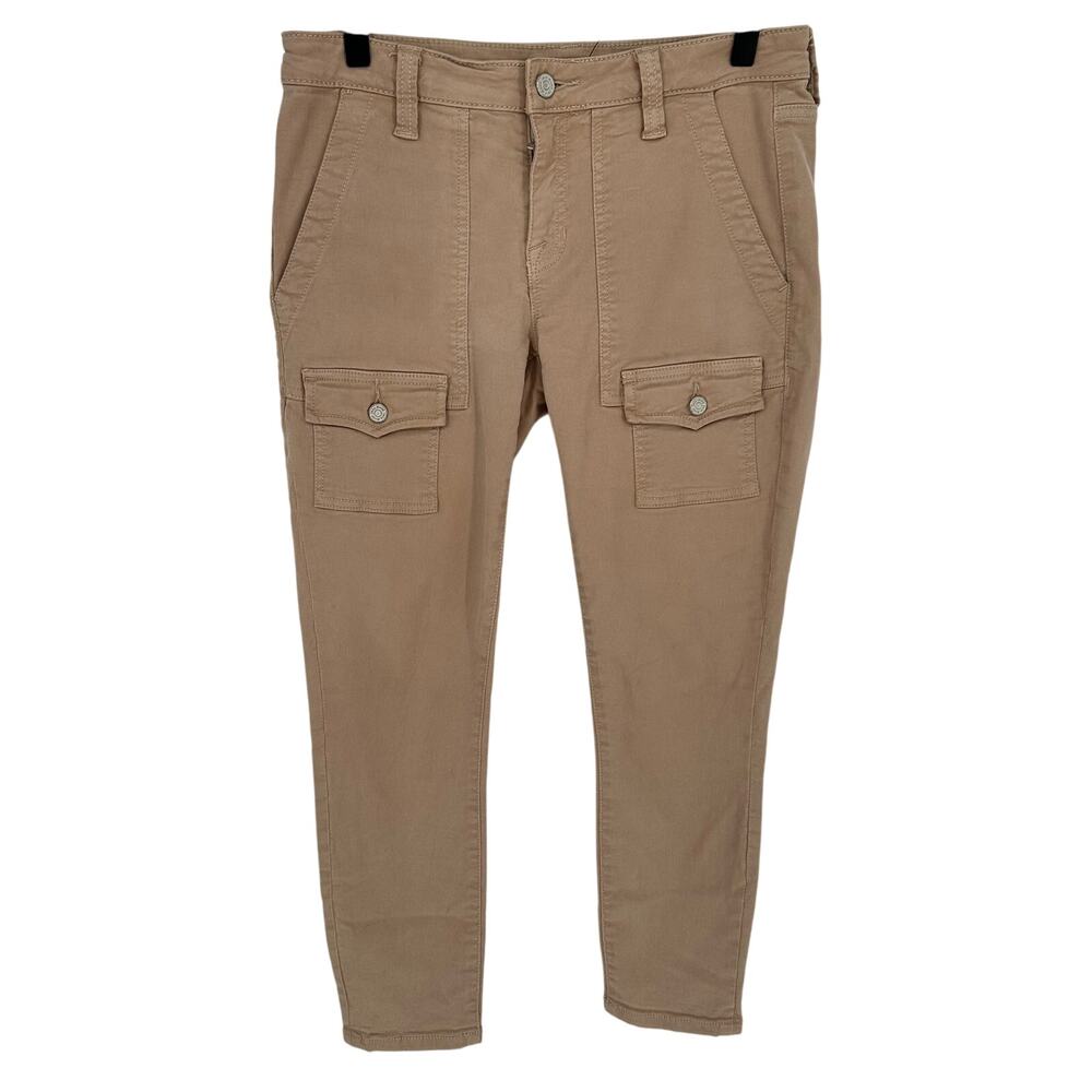 Joie So Real Crop Pants Tan Mid Rise Straight Leg Cargo Pockets Womens Size 28